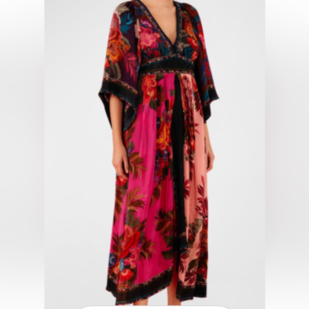 Vibrant Floral V-Neck Maxi Dress - Pink Multi